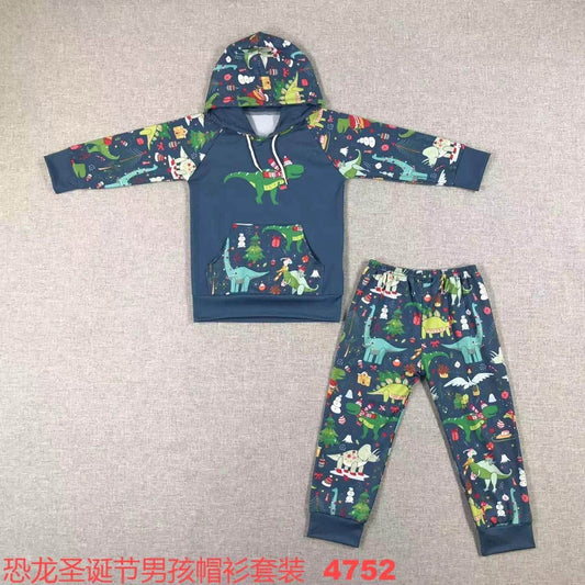 Christmas Dino Hooded Jogger Set