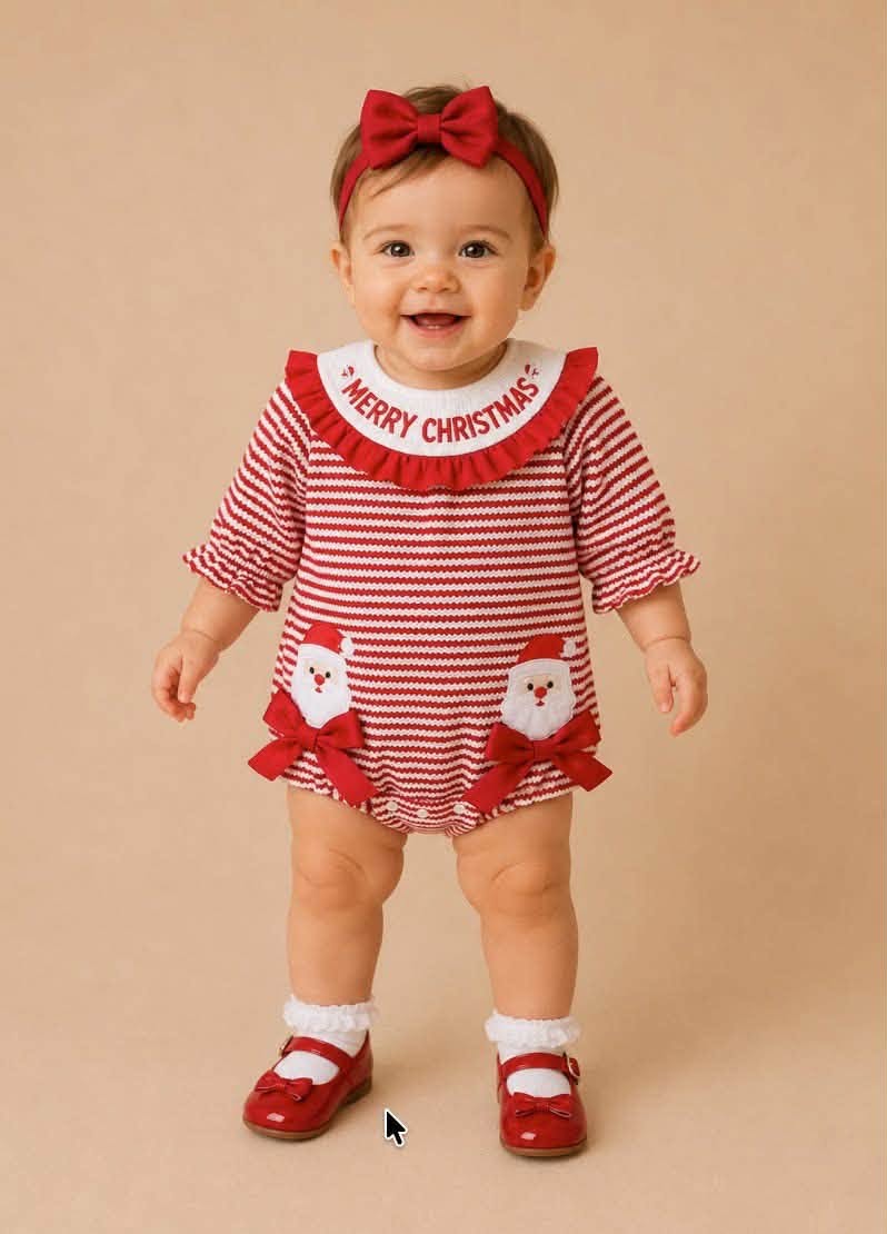 Merry Christmas Striped Santa Romper