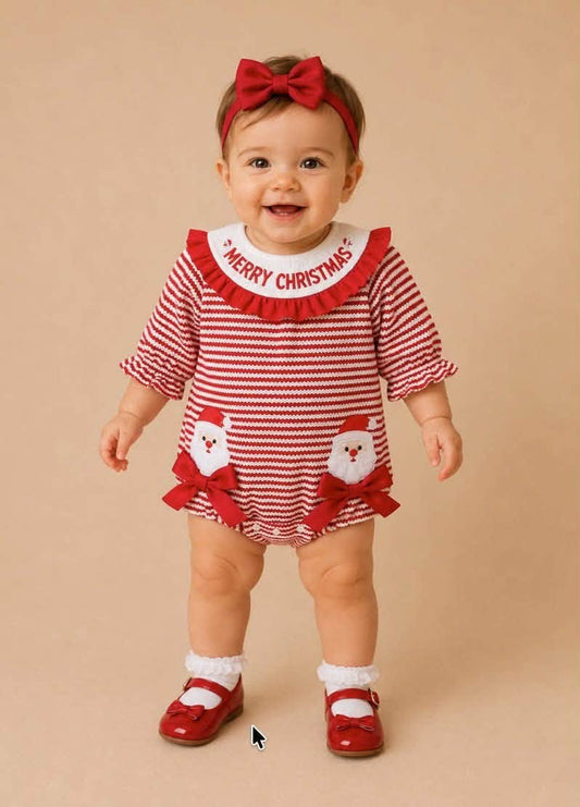 Merry Christmas Striped Santa Romper