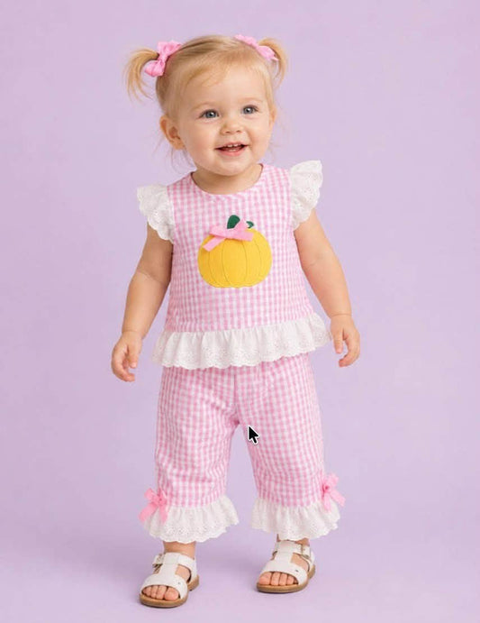 Gingham Lace Pumpkin Pants Set