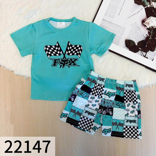 Blue Racing Shorts Set
