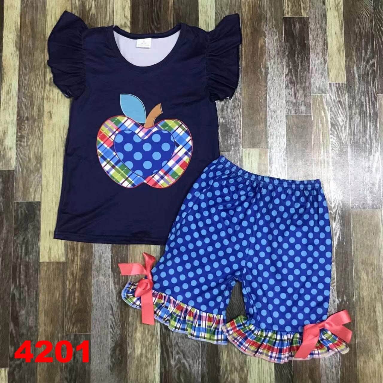 Polka Dot Apple Shorts Set
