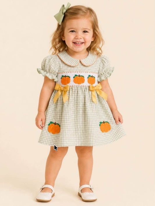 Green Gingham Pumpkin Dress