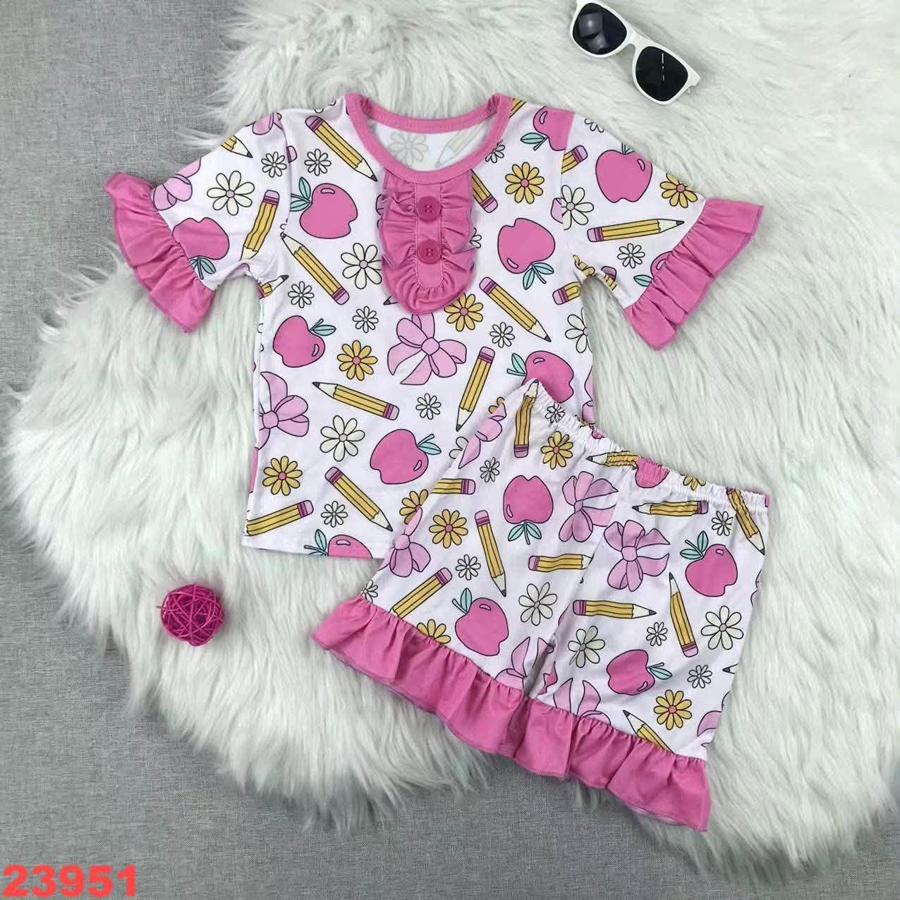 Coquette Pencils Ruffle Shorts Set