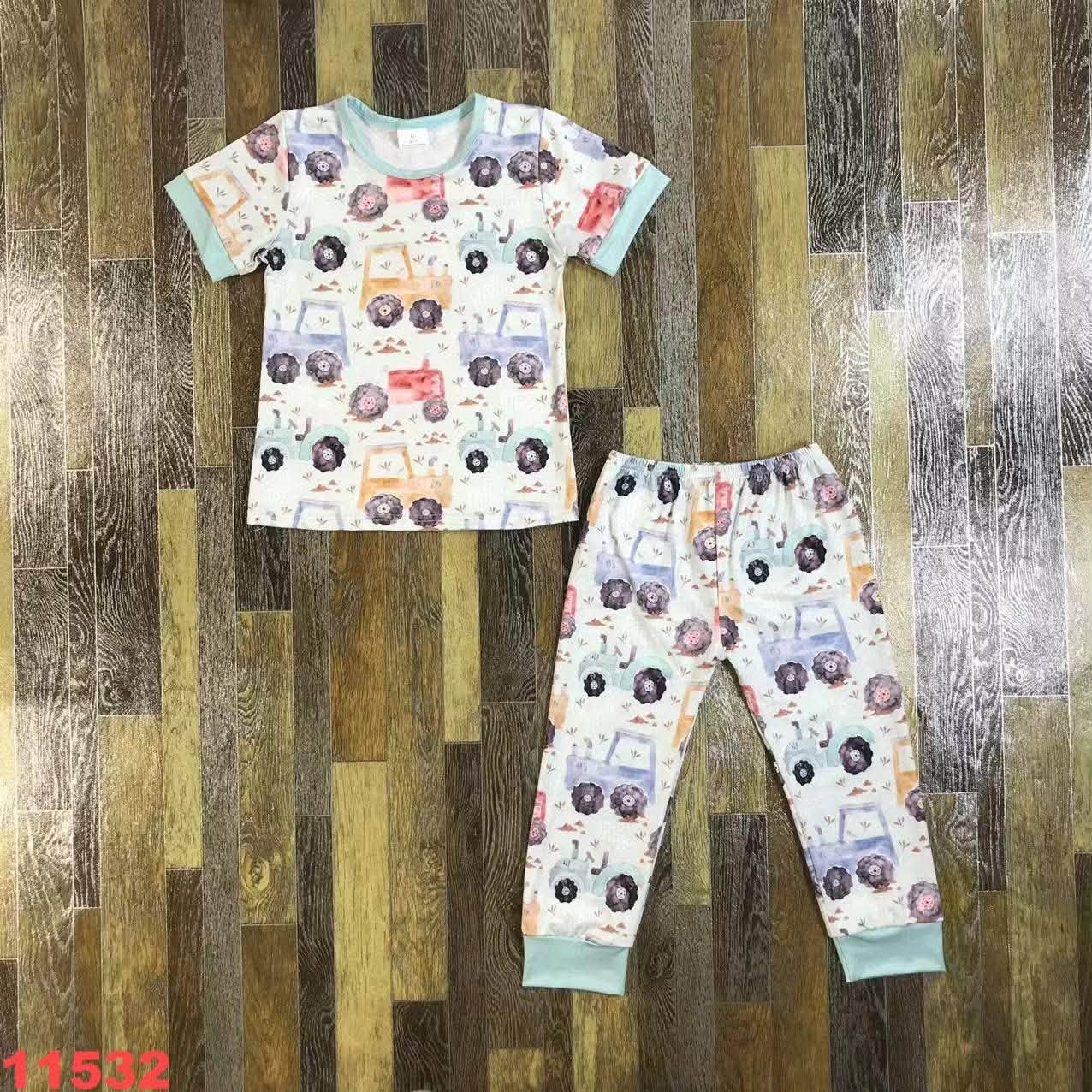 Watercolor Dump Truck Pajama Set