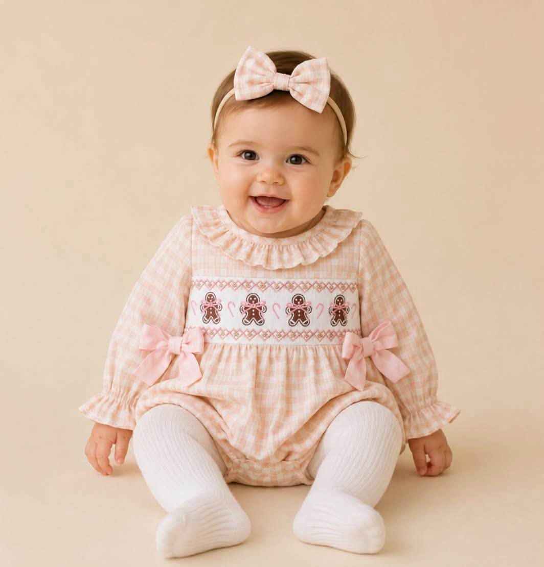 Pink Plaid Gingerbread Romper