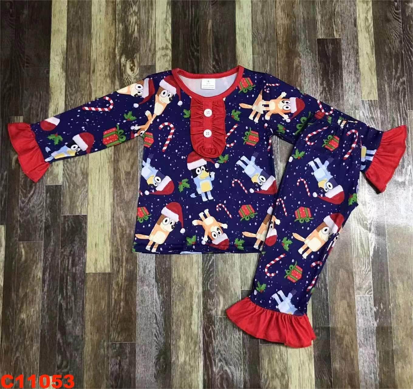 Blue Dog Christmas Pajama Set