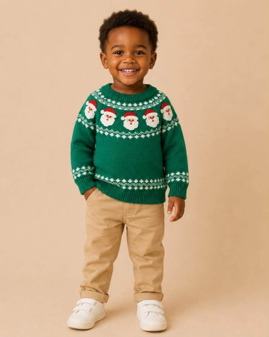 Green Santa Christmas Sweater