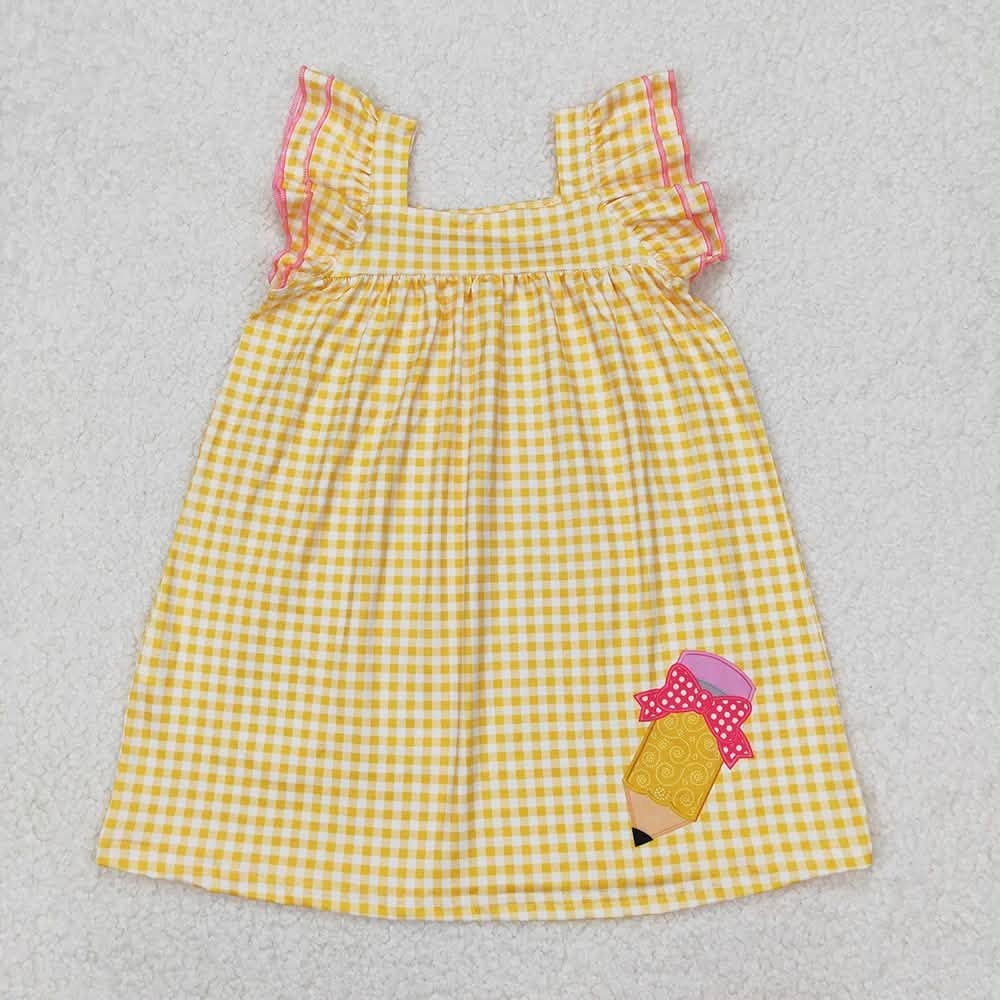 Gingham Flutter Sleeve Pencil Dress
