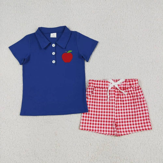 Gingham Apple Shorts Set
