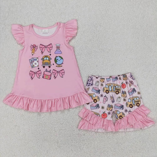 School Supplies Coquette Ruffle Shorts Set