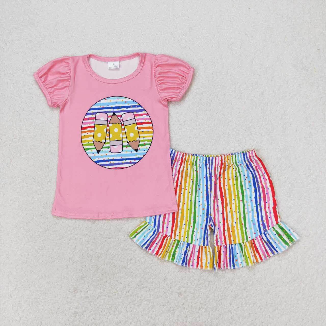 Striped Colored Pencils Shorts Set