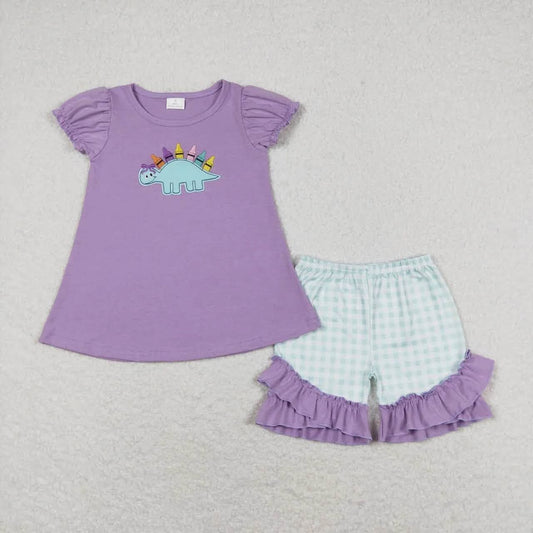 Crayon Dino Ruffle Shorts Set