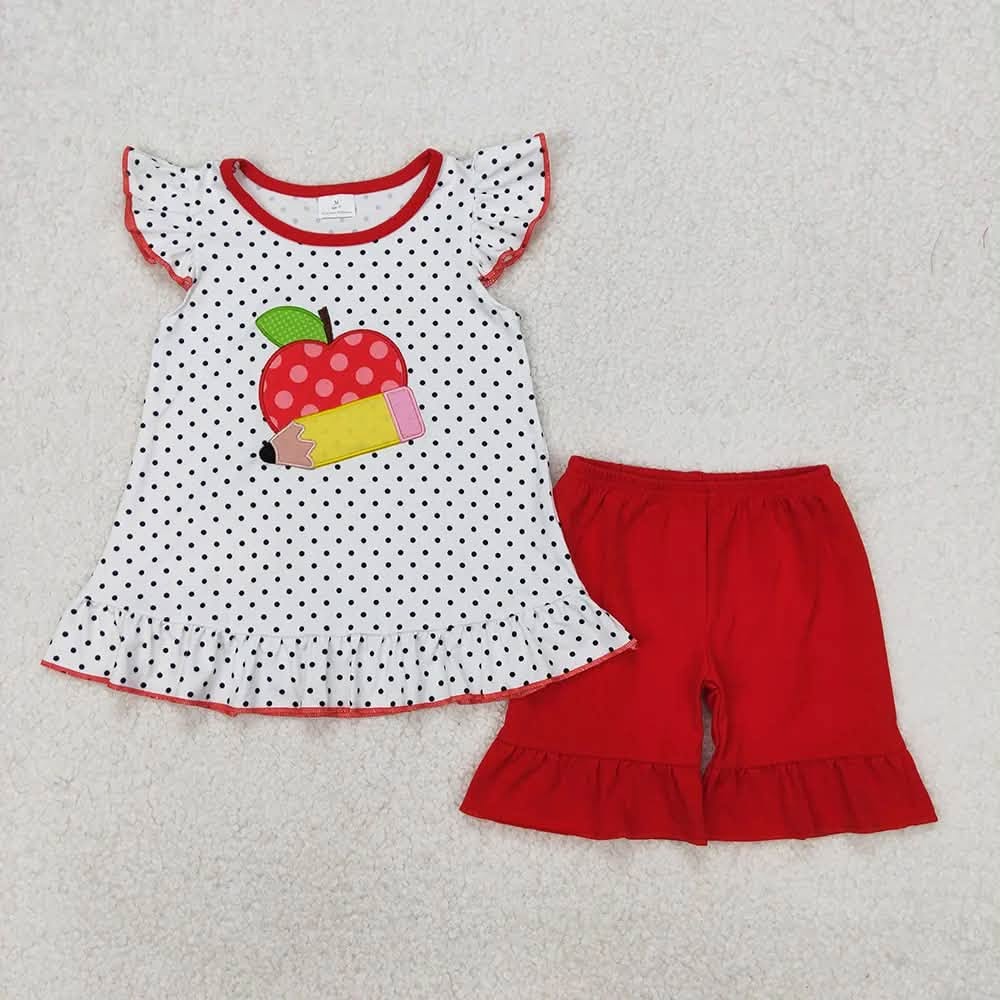 Apple Pencil Ruffle Shorts Set
