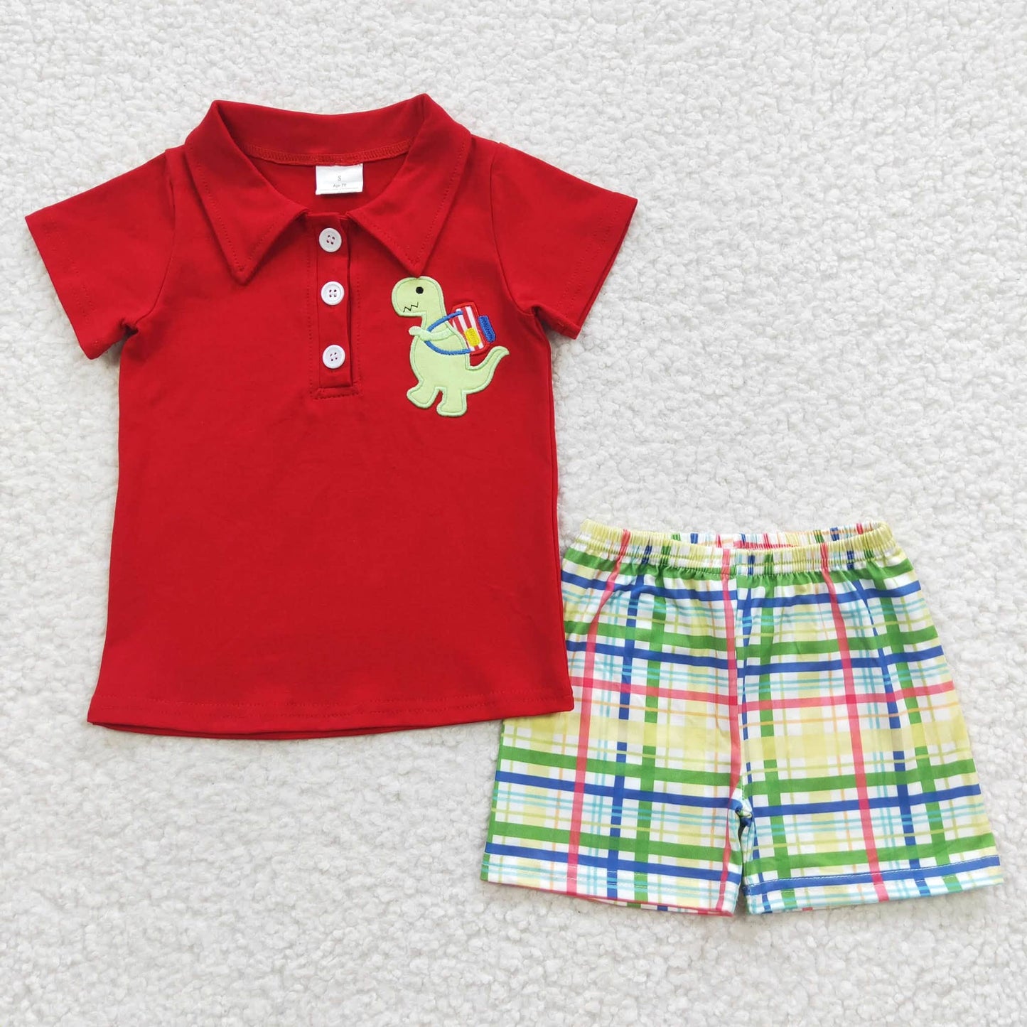 Dino Striped Shorts Set