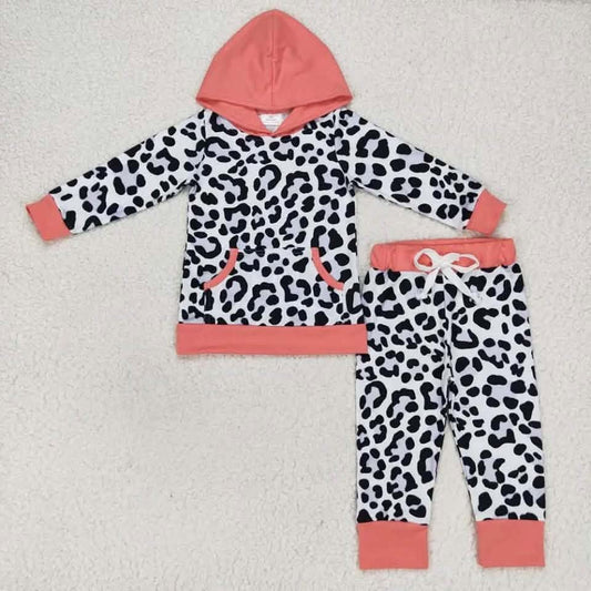 Coral Cheetah Print Hooded Pants Set