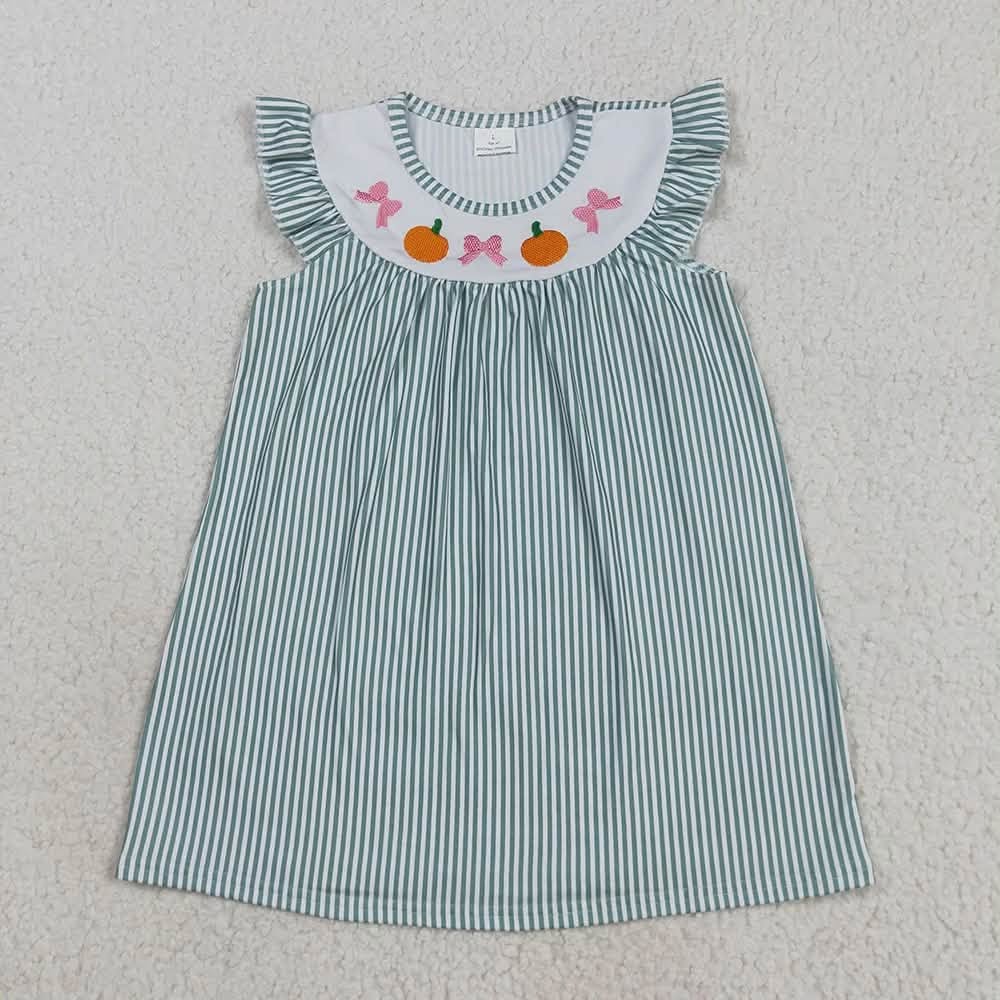 Pumpkin and Bows Striped Dress