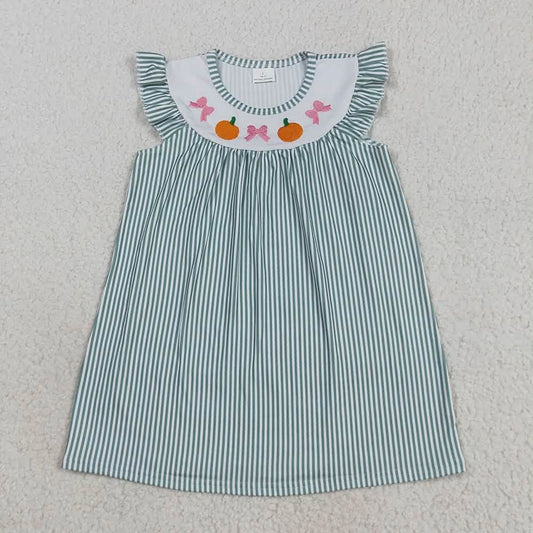 Pumpkin and Bows Striped Dress