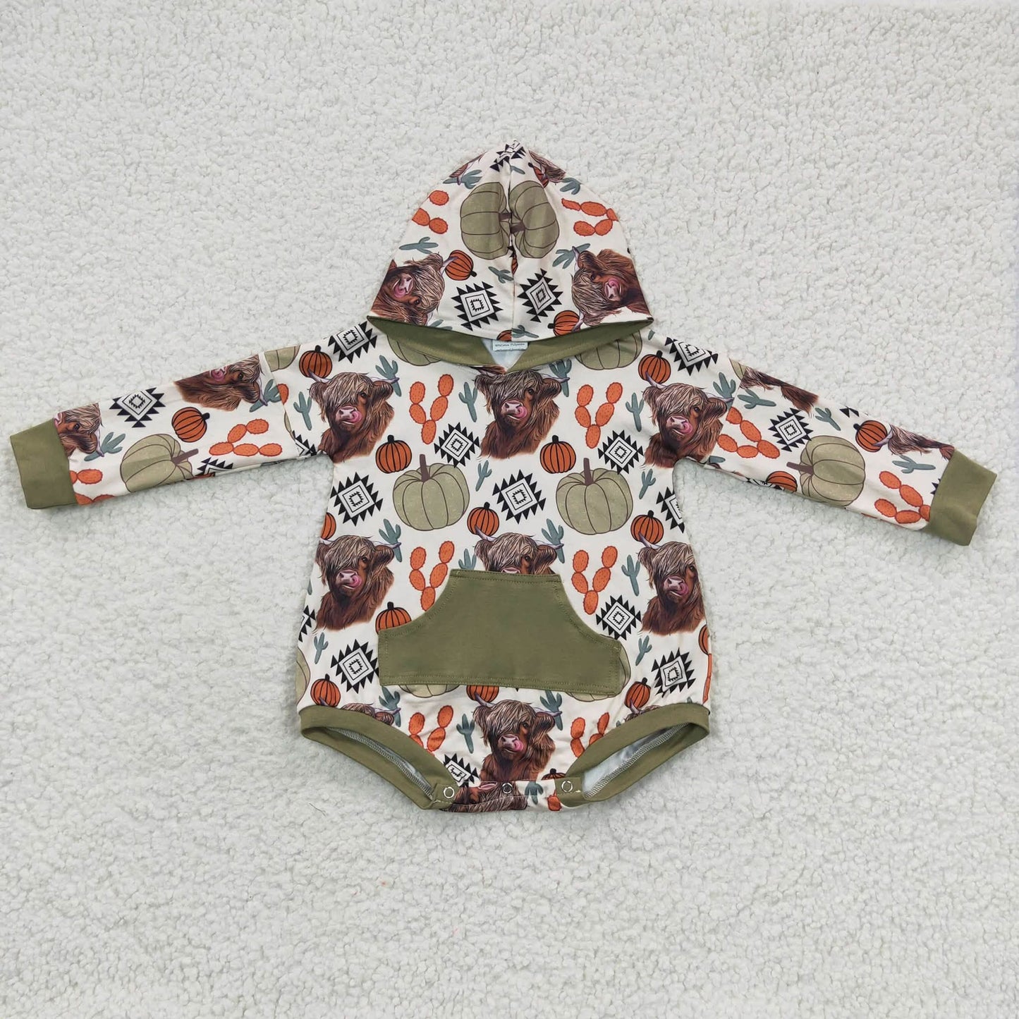Highland Cow Pumpking Bubble Romper