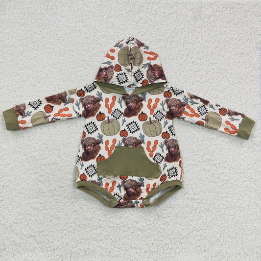Highland Cow Pumpking Bubble Romper