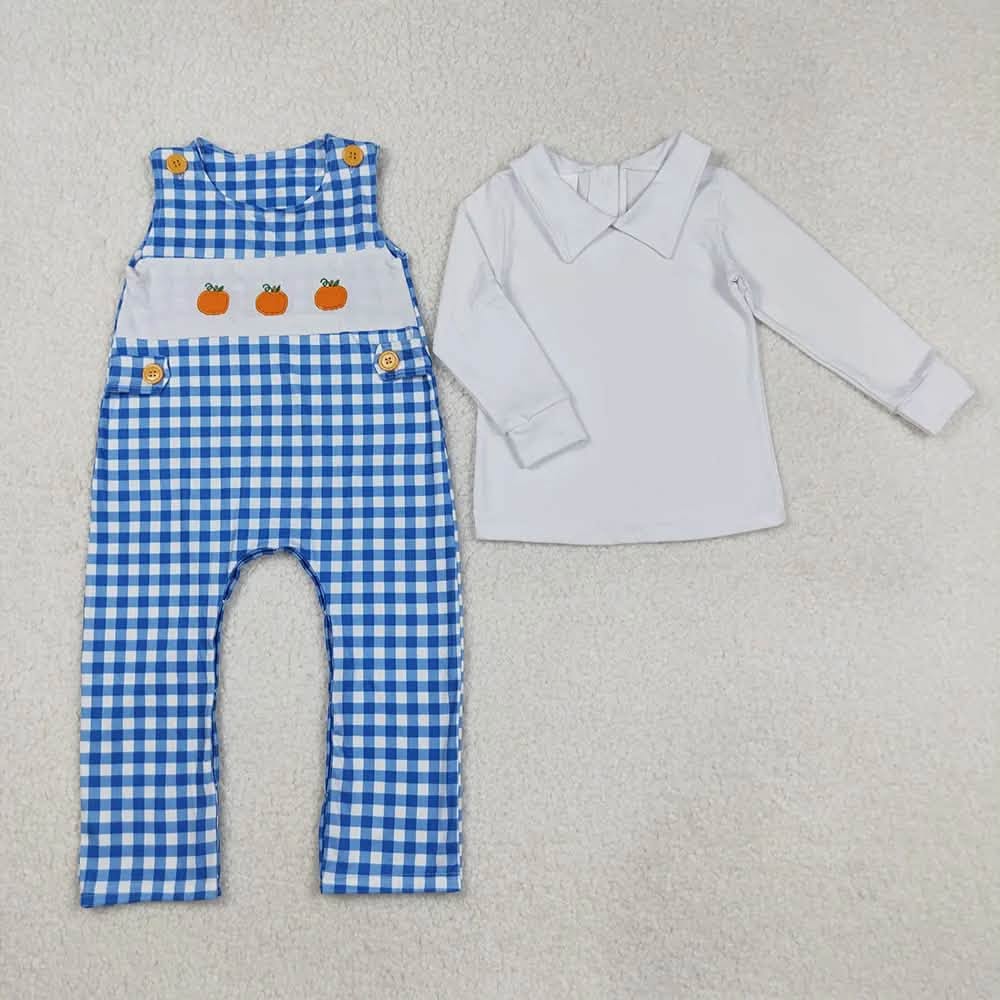 Gingham Pumpkin Overall Set