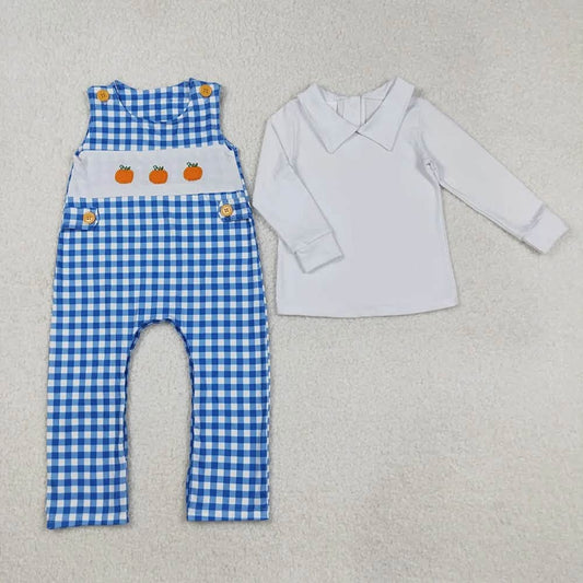 Gingham Pumpkin Overall Set
