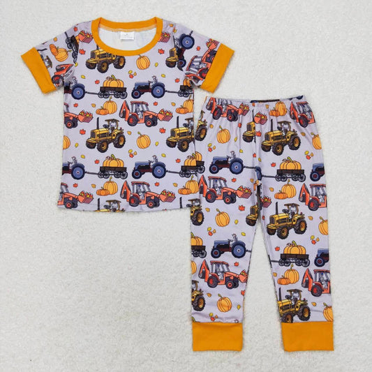 Pumpkin Construction Vehicles Pajama Set