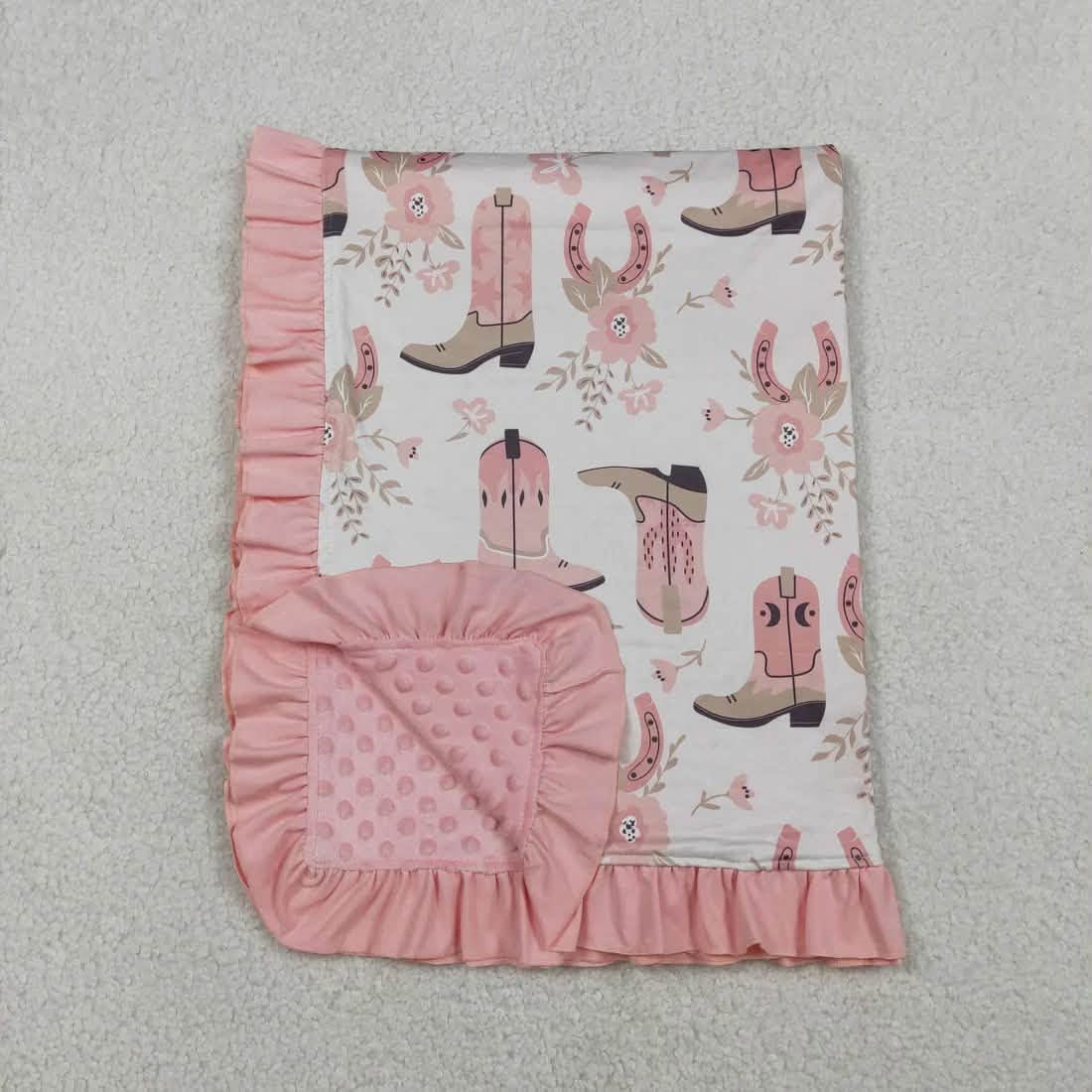 Ruffled Floral Boots Blanket