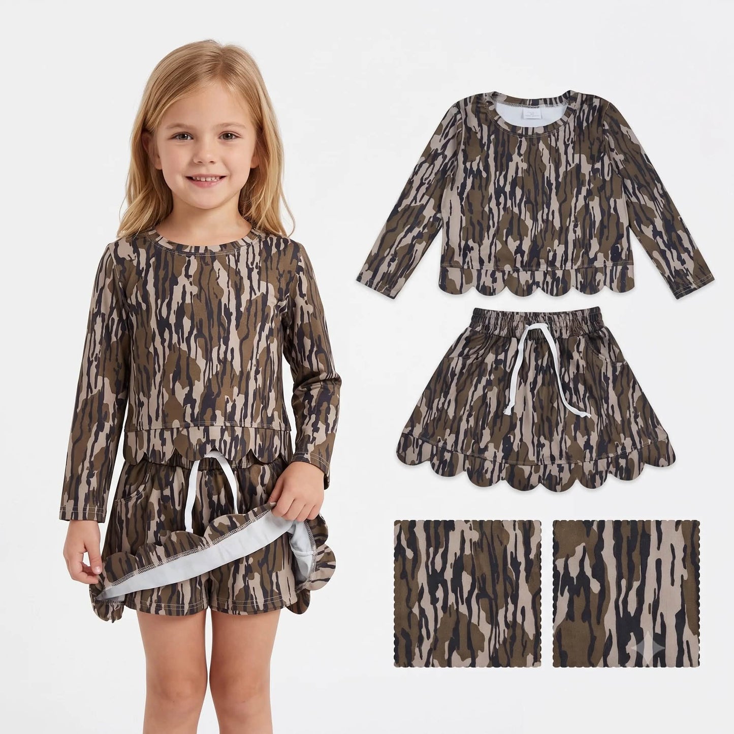 Long Sleeved Camo Skort Set