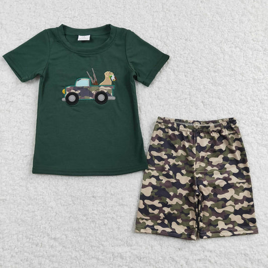 Camo Pup Truck Shorts Set