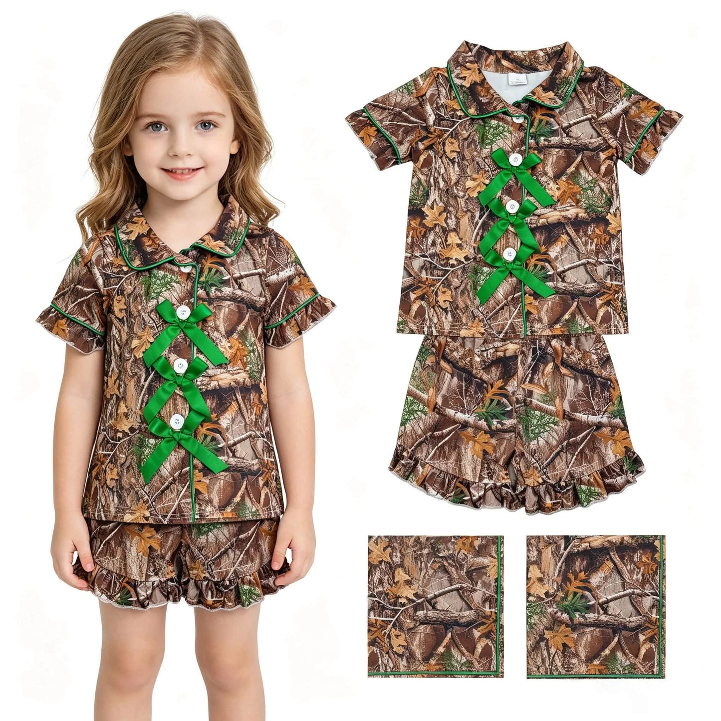 Ruffled Camo Pajama Set