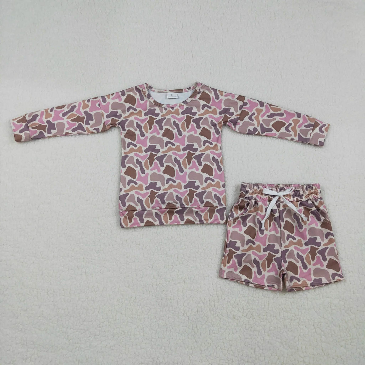 Pink Camo Shorts Set