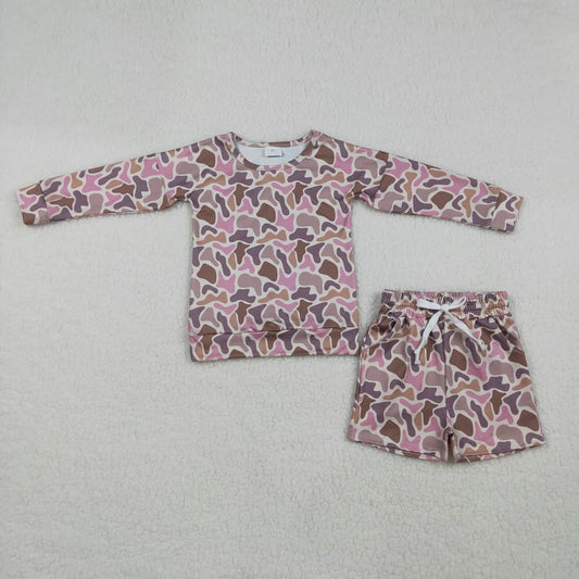 Pink Camo Shorts Set