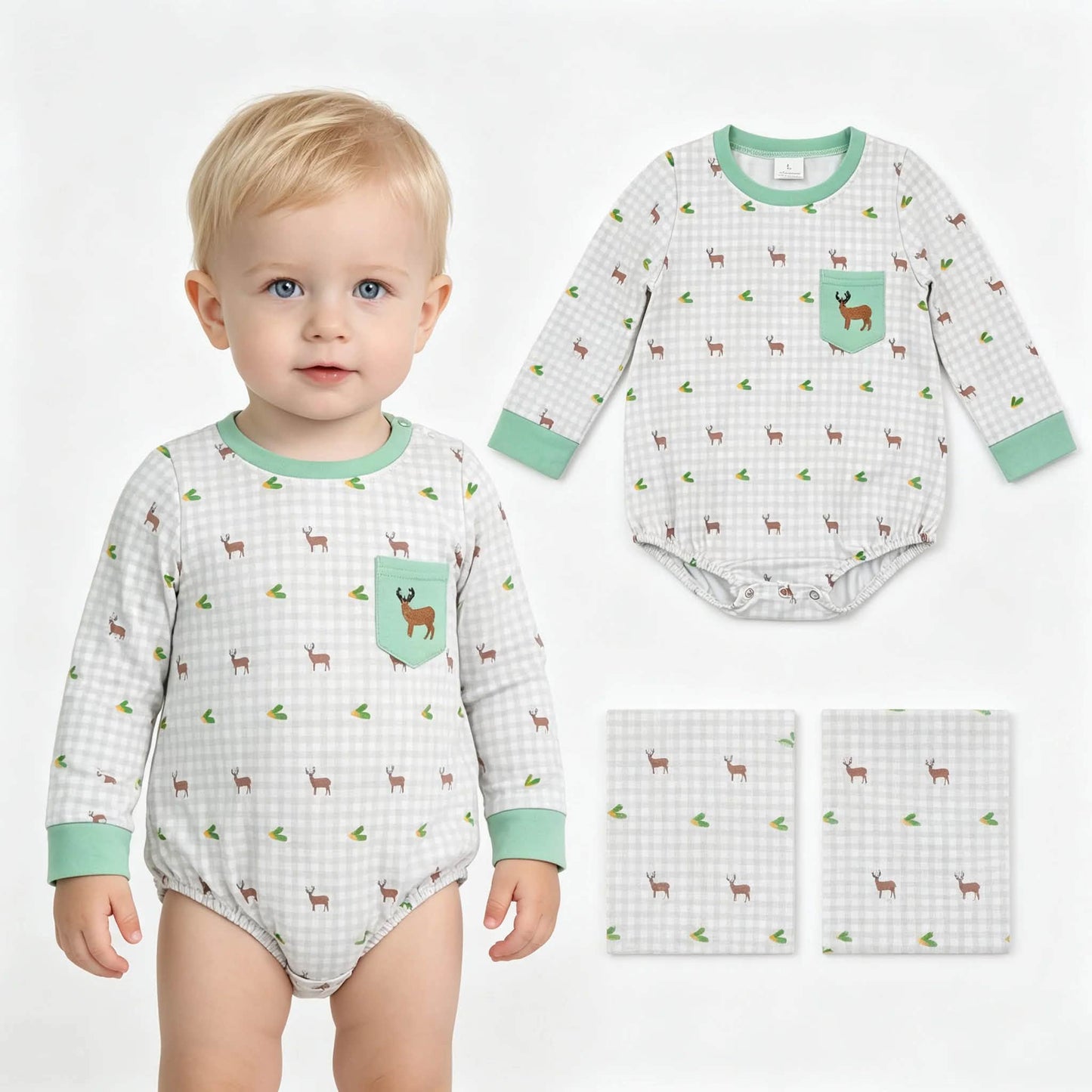 Green Deer Romper