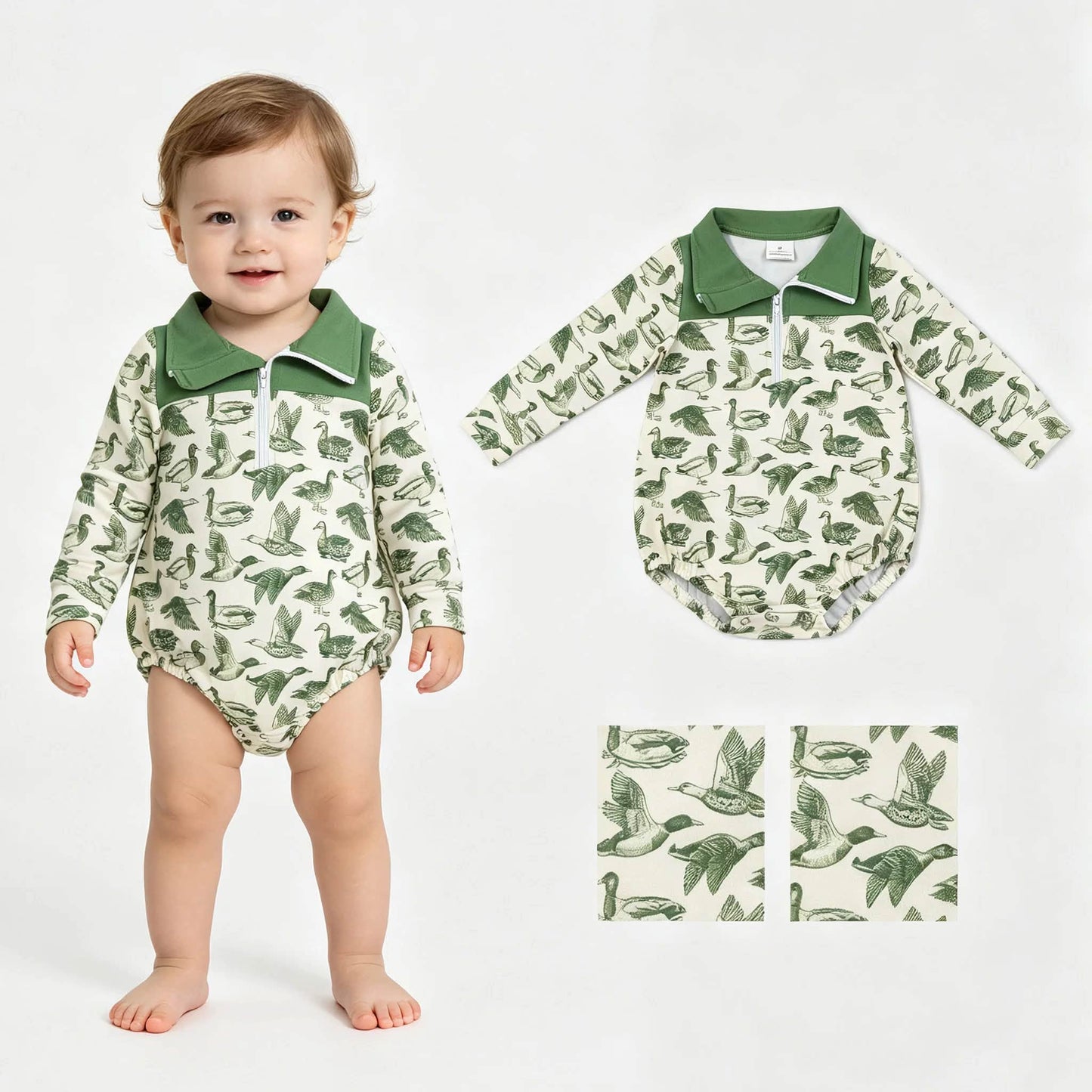 Green Mallard Collard Romper