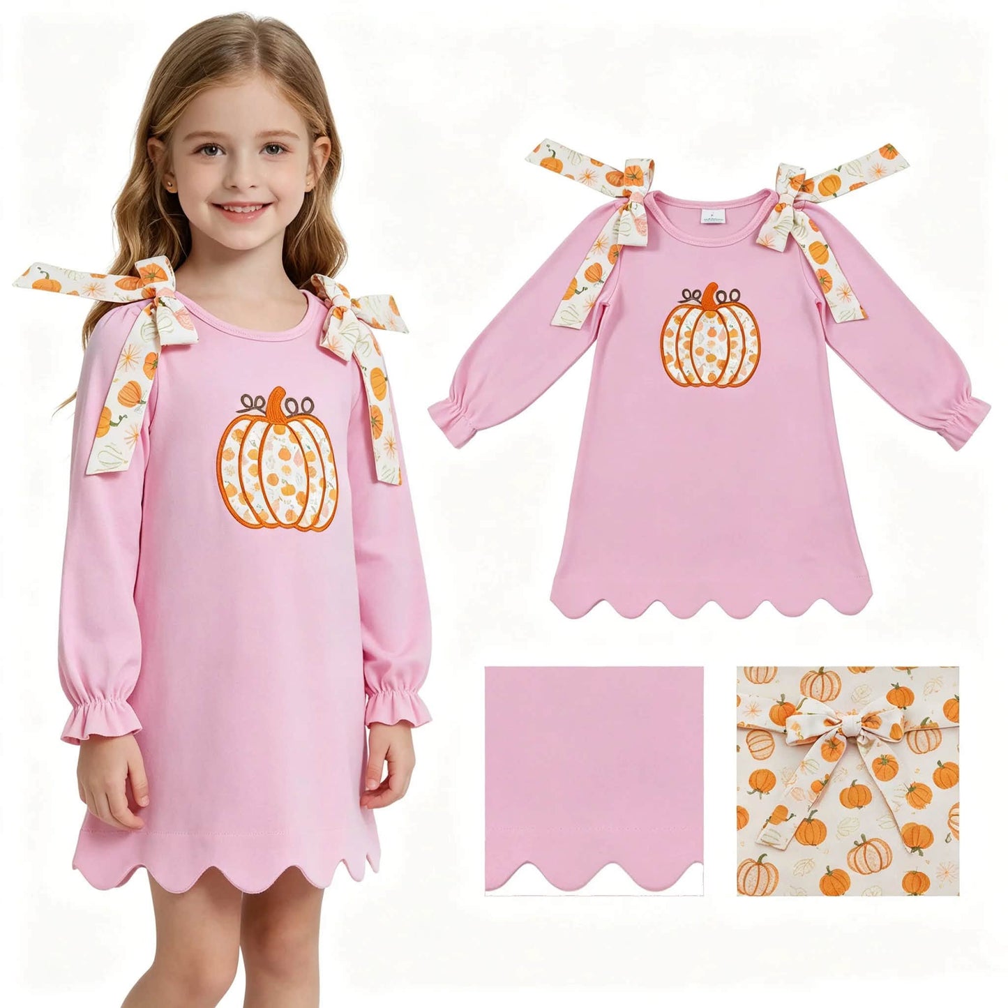 Pumpkin Scalloped Dress