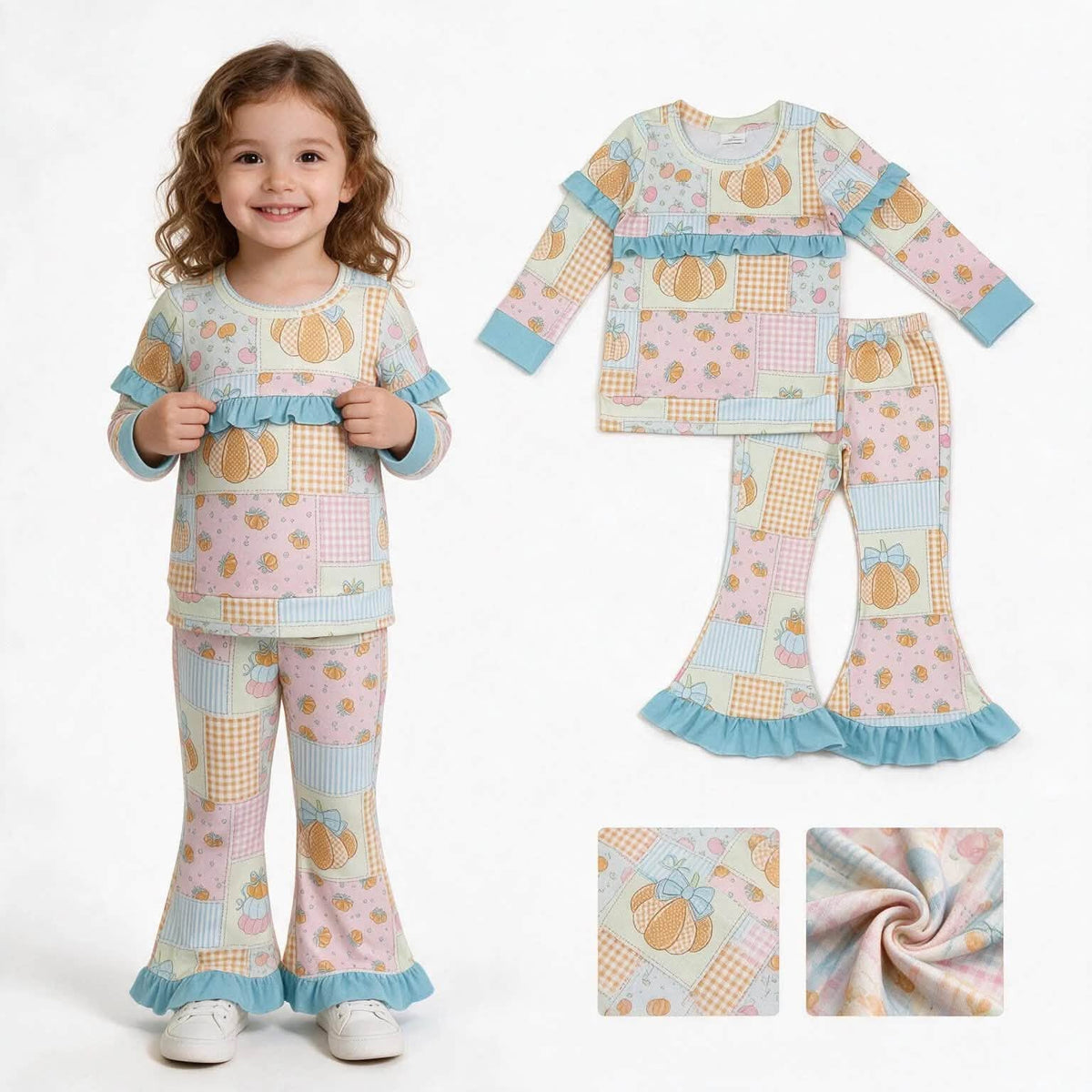 Pumpkin Patchwork Pants Set