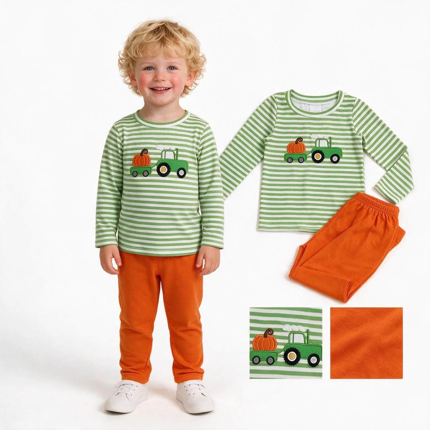 Tractor Pumpkin Pants Set