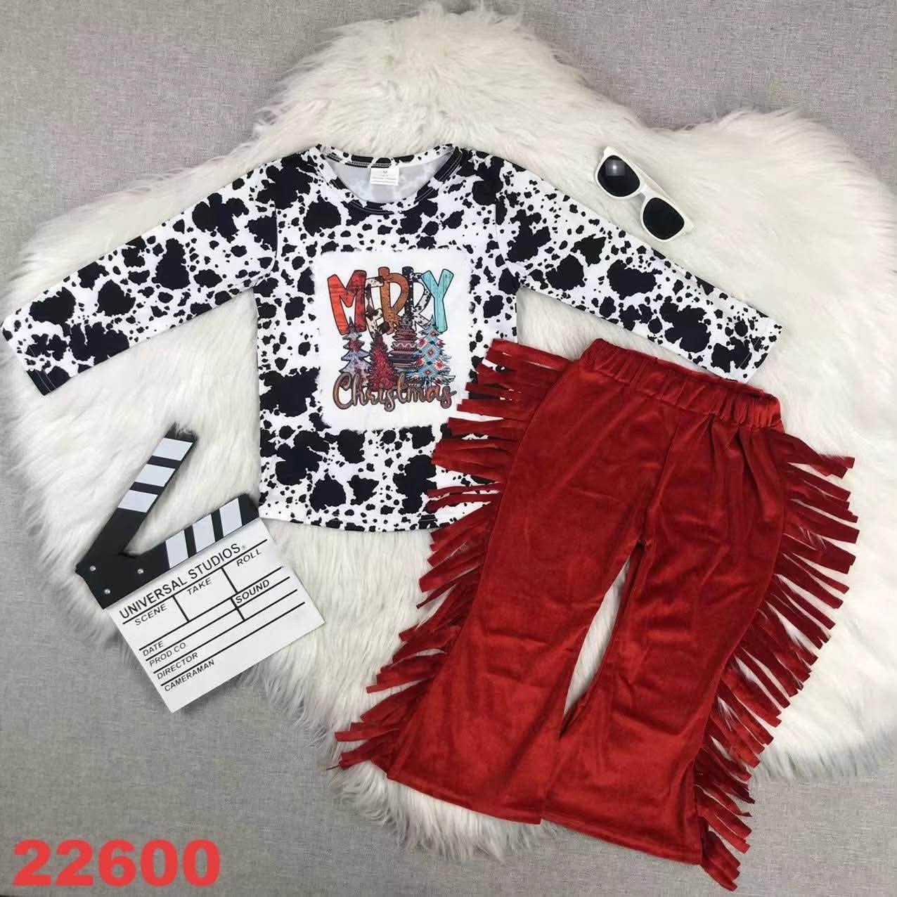 Merry Christmas Fringe Pants Set