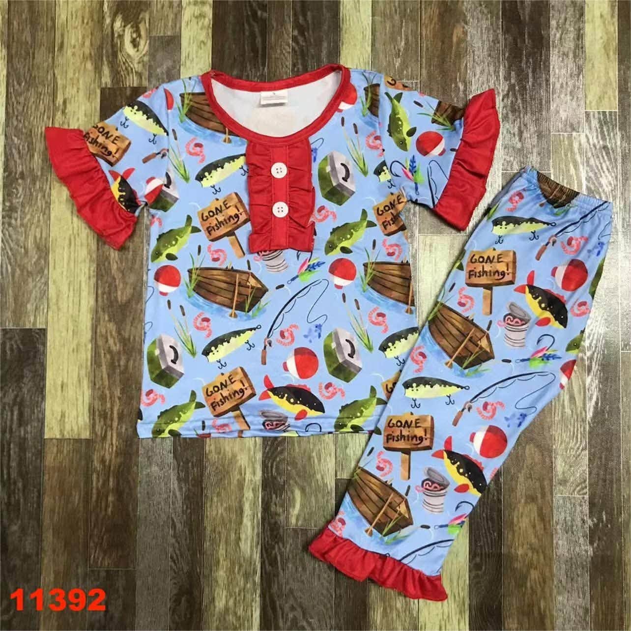 Gone Fishing Ruffle Pajama Set