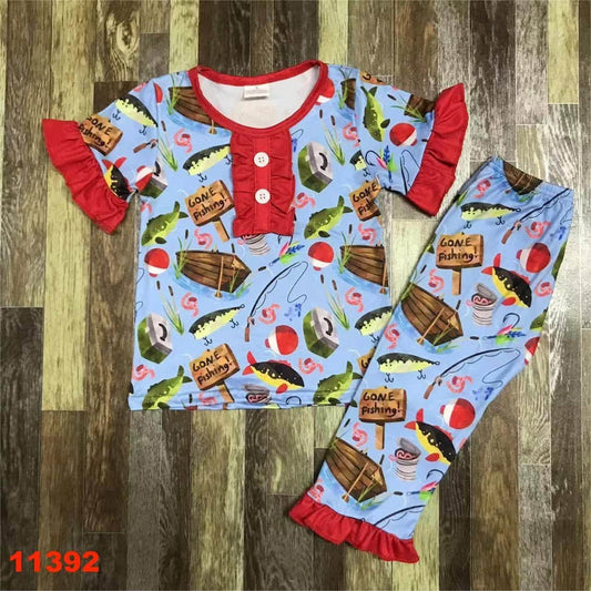 Gone Fishing Ruffle Pajama Set