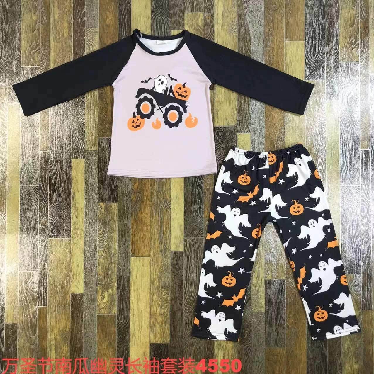 Monster Truck Ghost Pumpkin Pants Set
