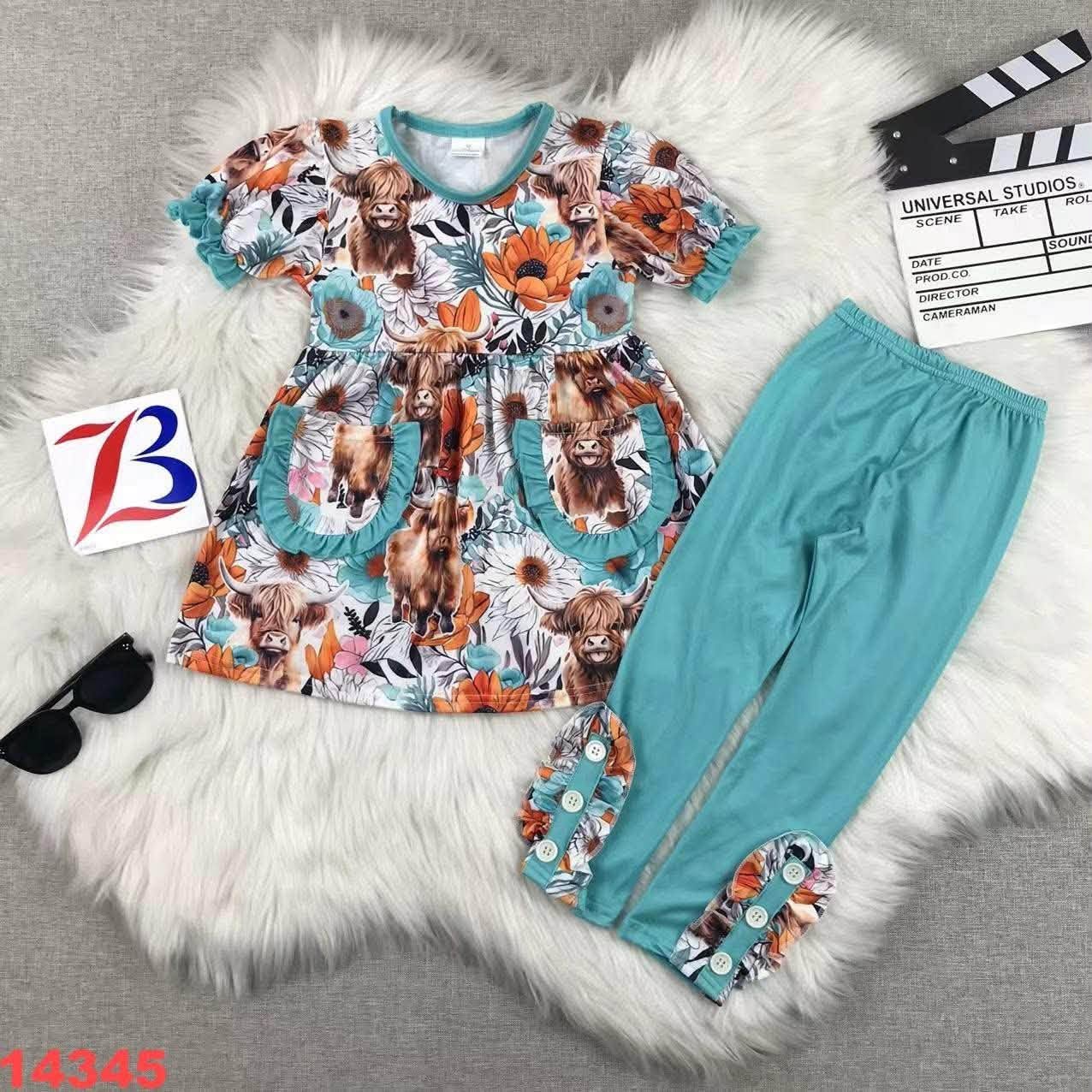 Cows and Floral Pants Set