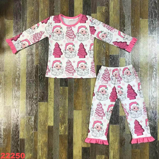 Pink Santa Ruffle Pajama Set