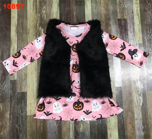 Halloween Dress with Fur Vest