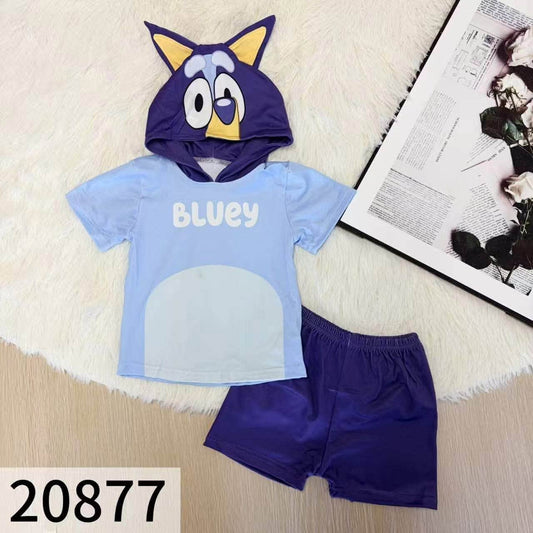 Blue Dog Shorts Set