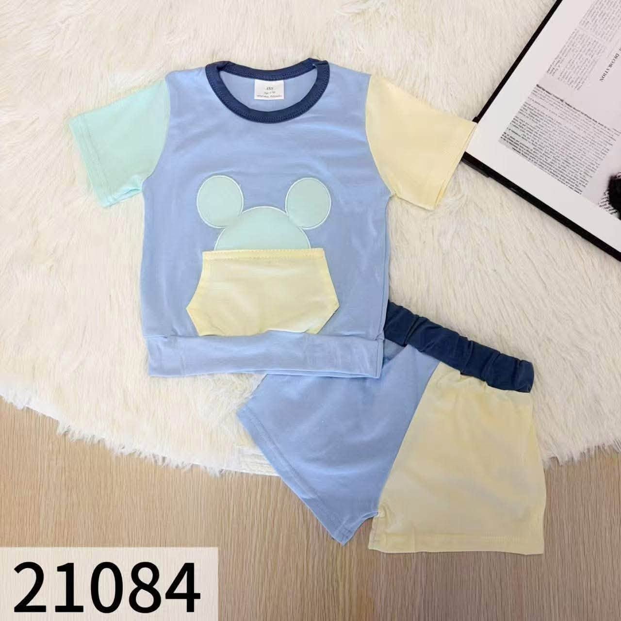 Mouse Color Block Shorts Set