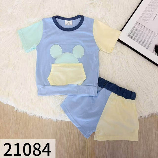 Mouse Color Block Shorts Set