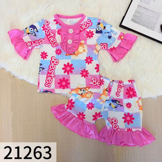 Blue Dog Bestie Pajama Shorts Set
