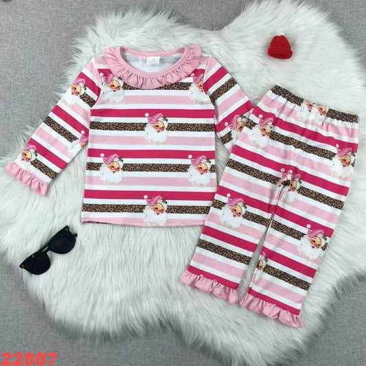 Striped Santa Ruffle Pants Set